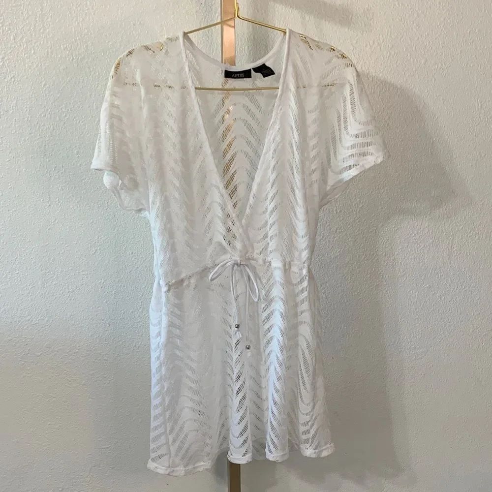 Apt. 9 Sheer White Swim Cover-Up with Tie Waist- Small